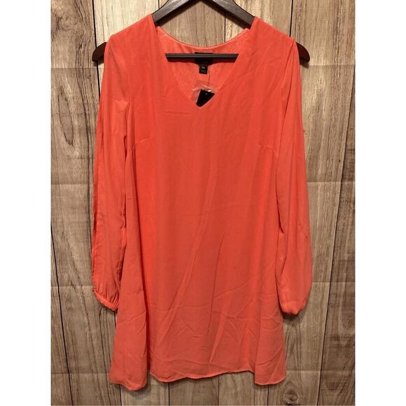 Worthington Small Petite Orange hot corral shift dress long top shirt NWT - Picture 1 of 8